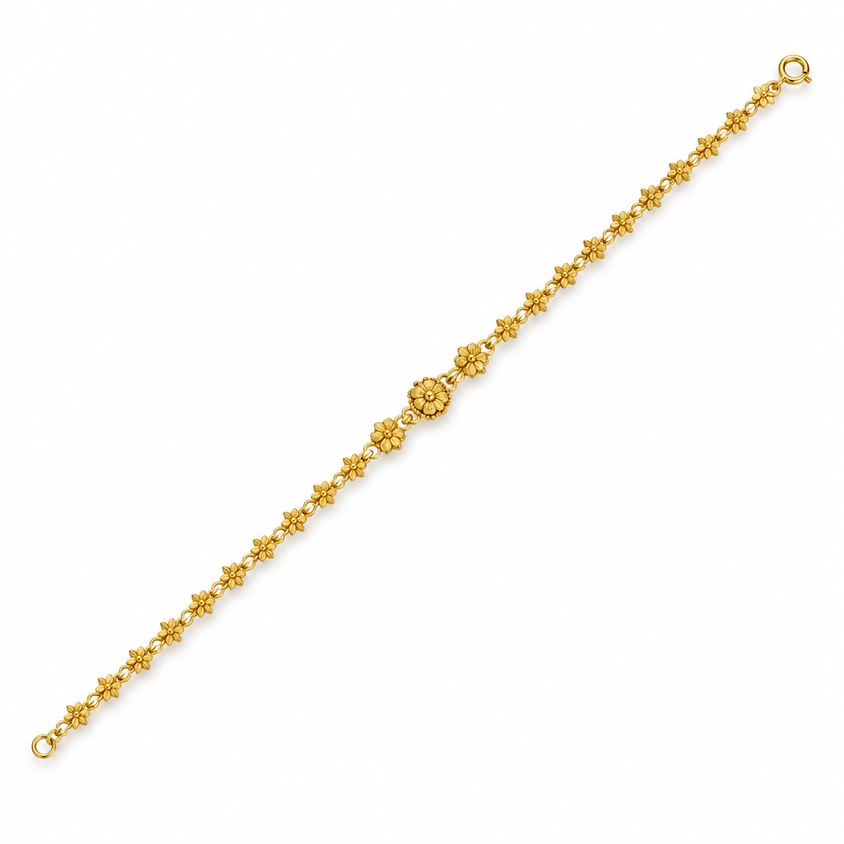 Floral Dainty Gold Bracelet — studio image on white background