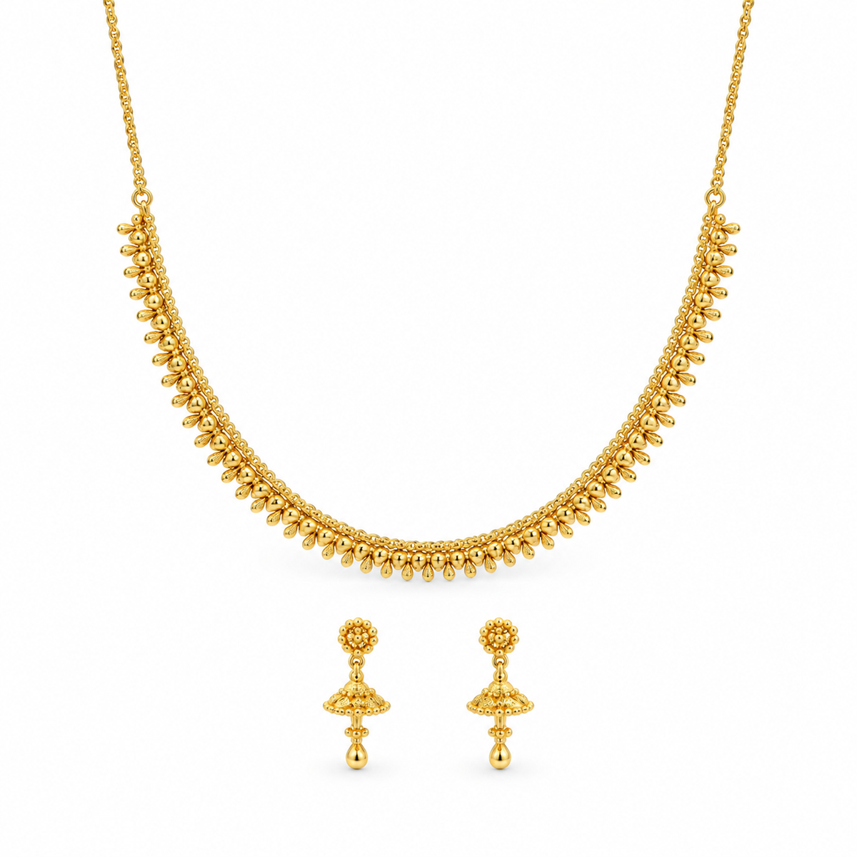 Golden Blossom Necklace & Earring Set — studio image on white background