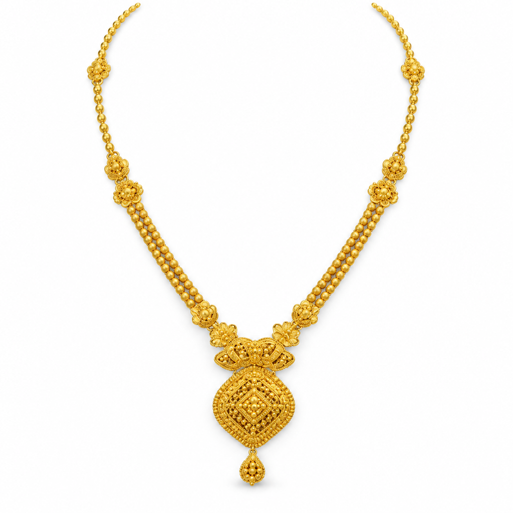Regal Medallion Gold Necklace — studio image on white background